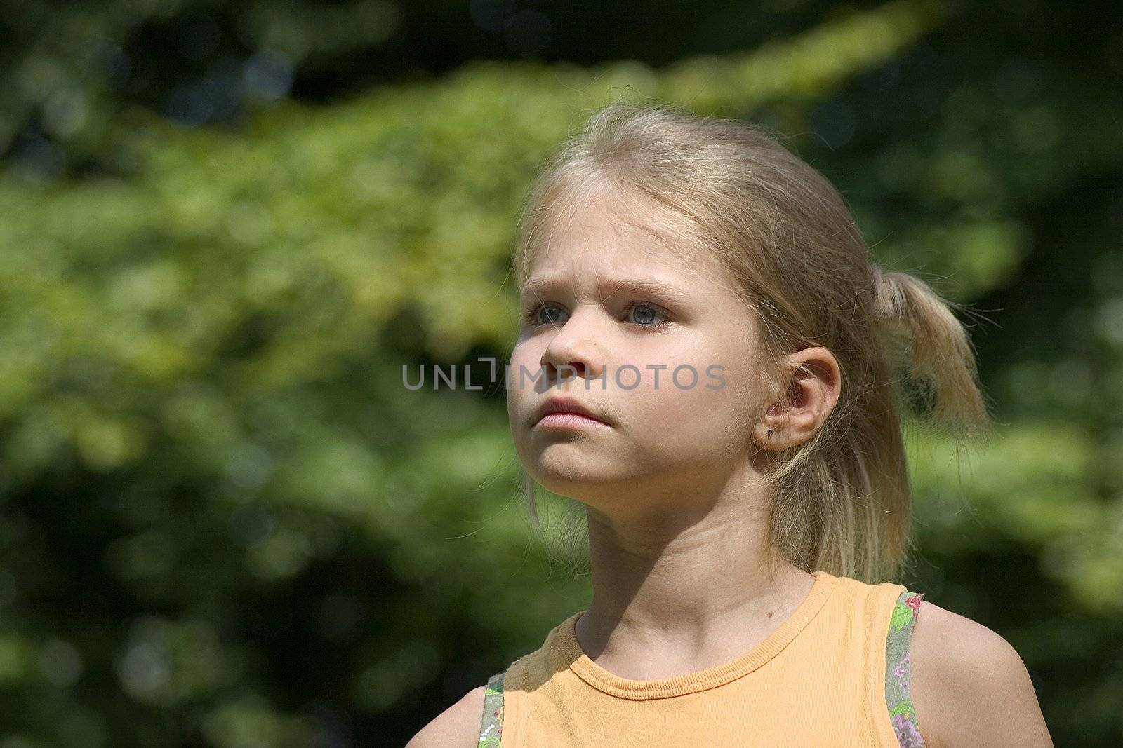 Portrait of girls in the open air on the blur background 