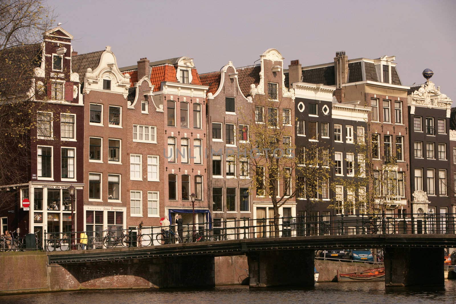 Typical city life in Amsterdam, Netherlands