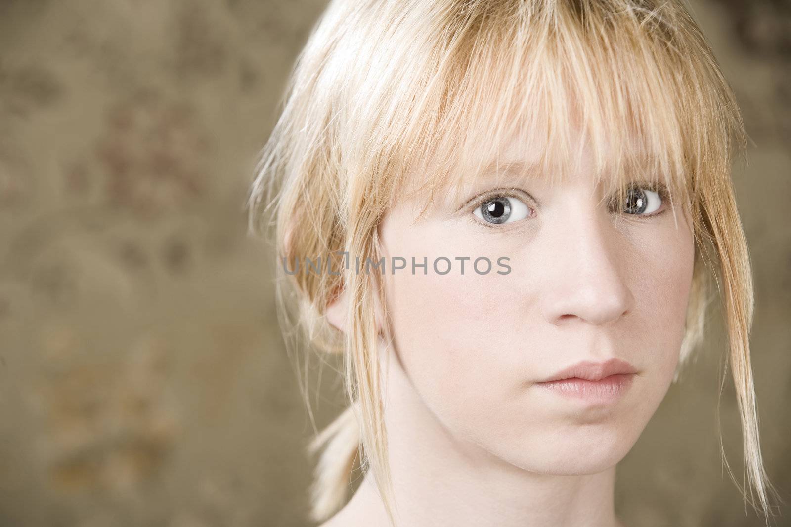 Pretty young gil with blue eyes
