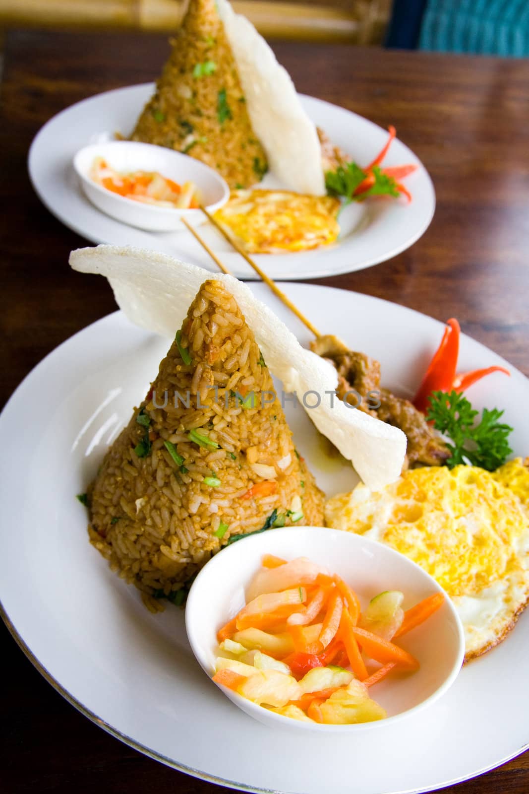 Typical Indonesian food from rice called nasi goreng.