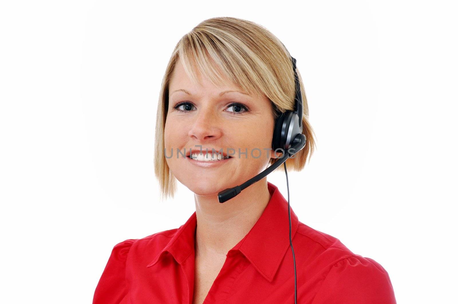 Female Customer Service Representative with Headset by dehooks