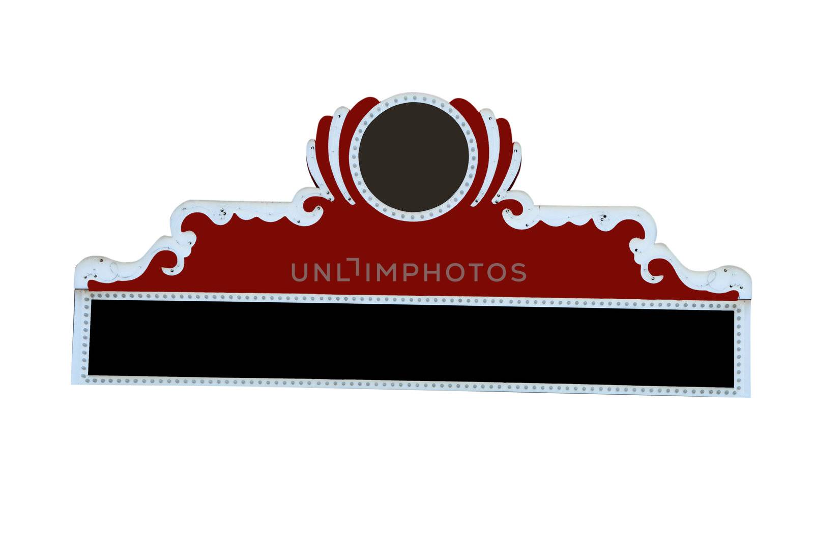 Movie marquee isolated on white background with clipping path.