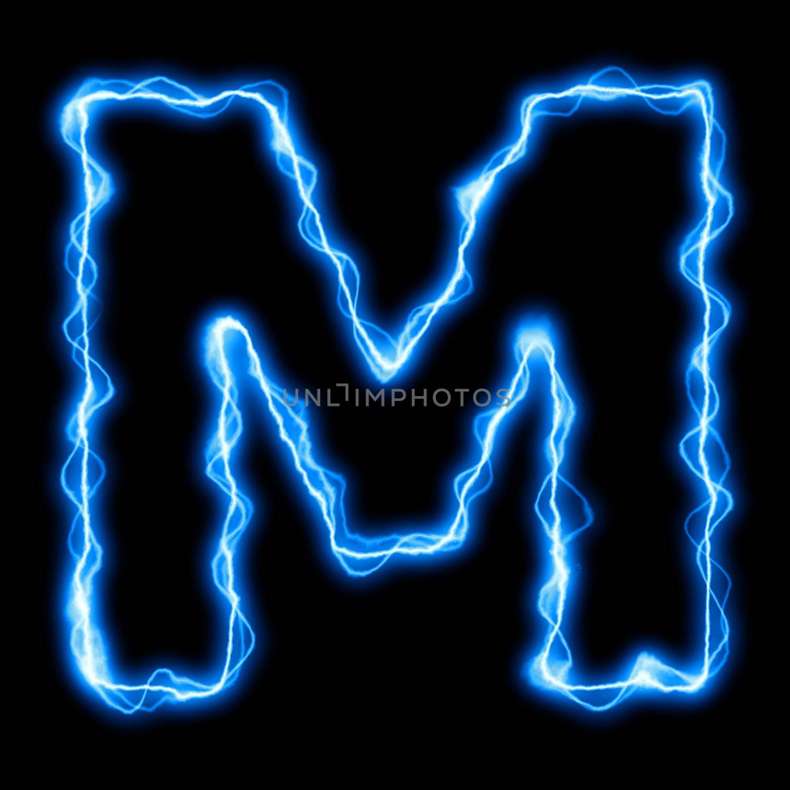 electric lightning or flash font with blue letters on black