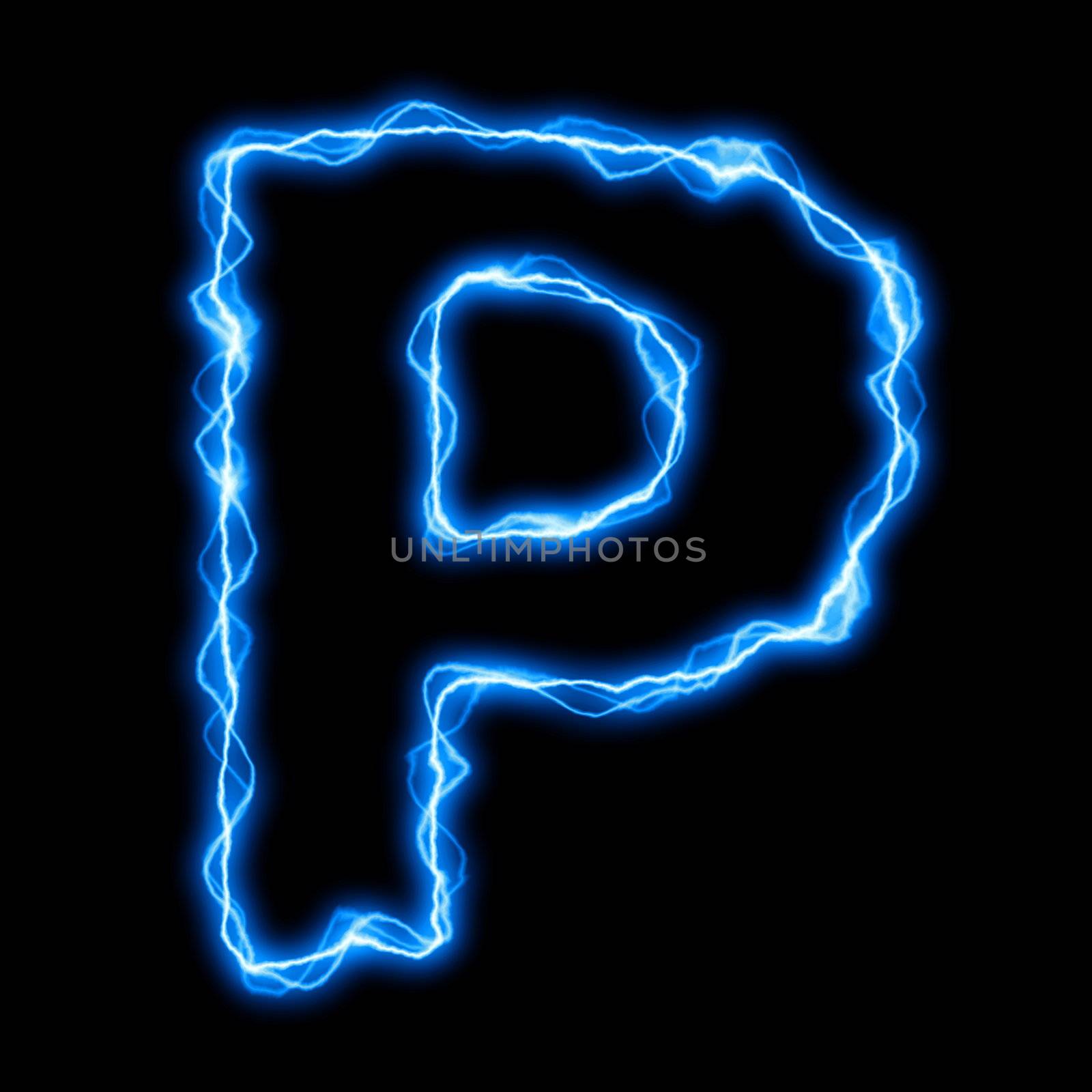 electric lightning or flash font with blue letters on black