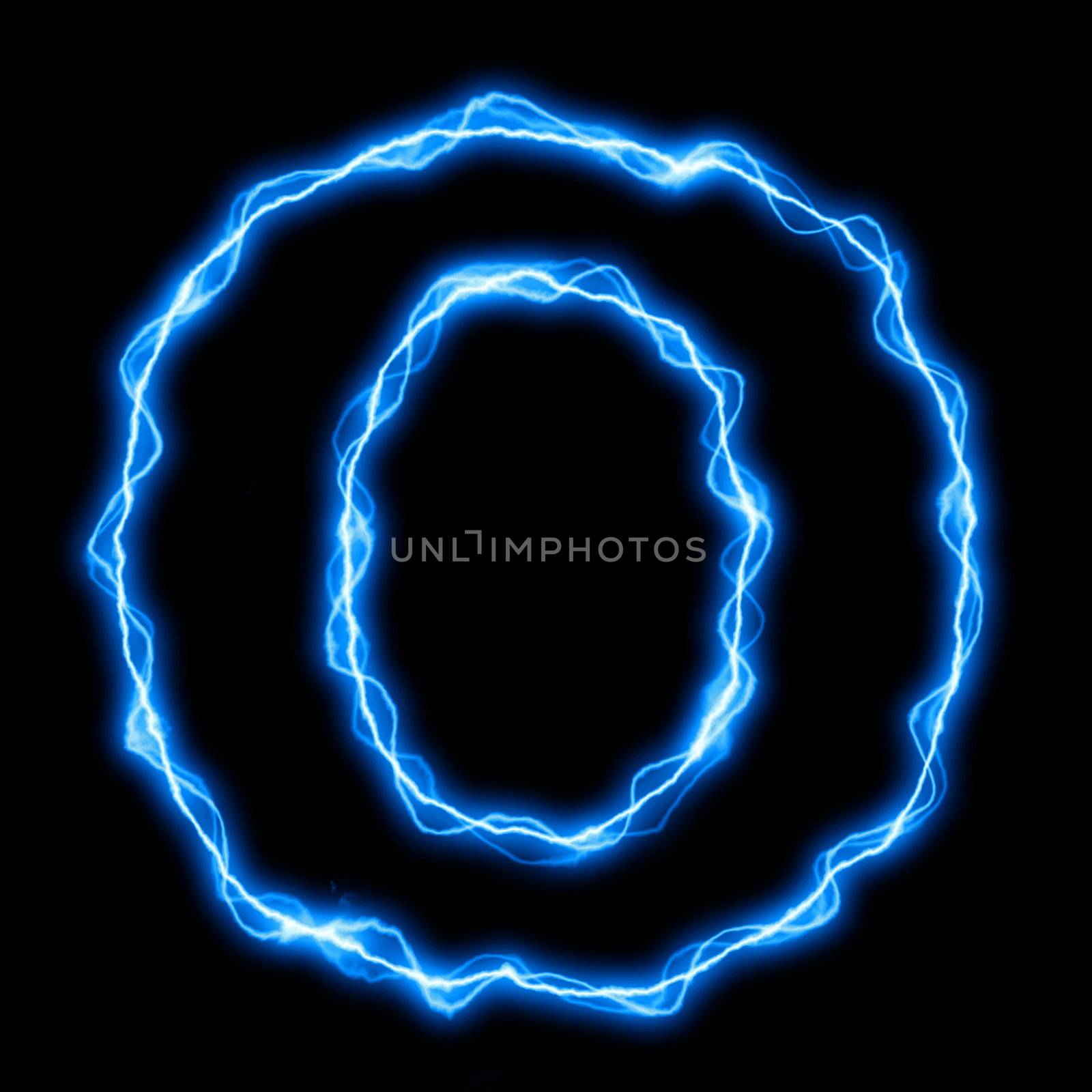 electric lightning or flash font with blue letters on black