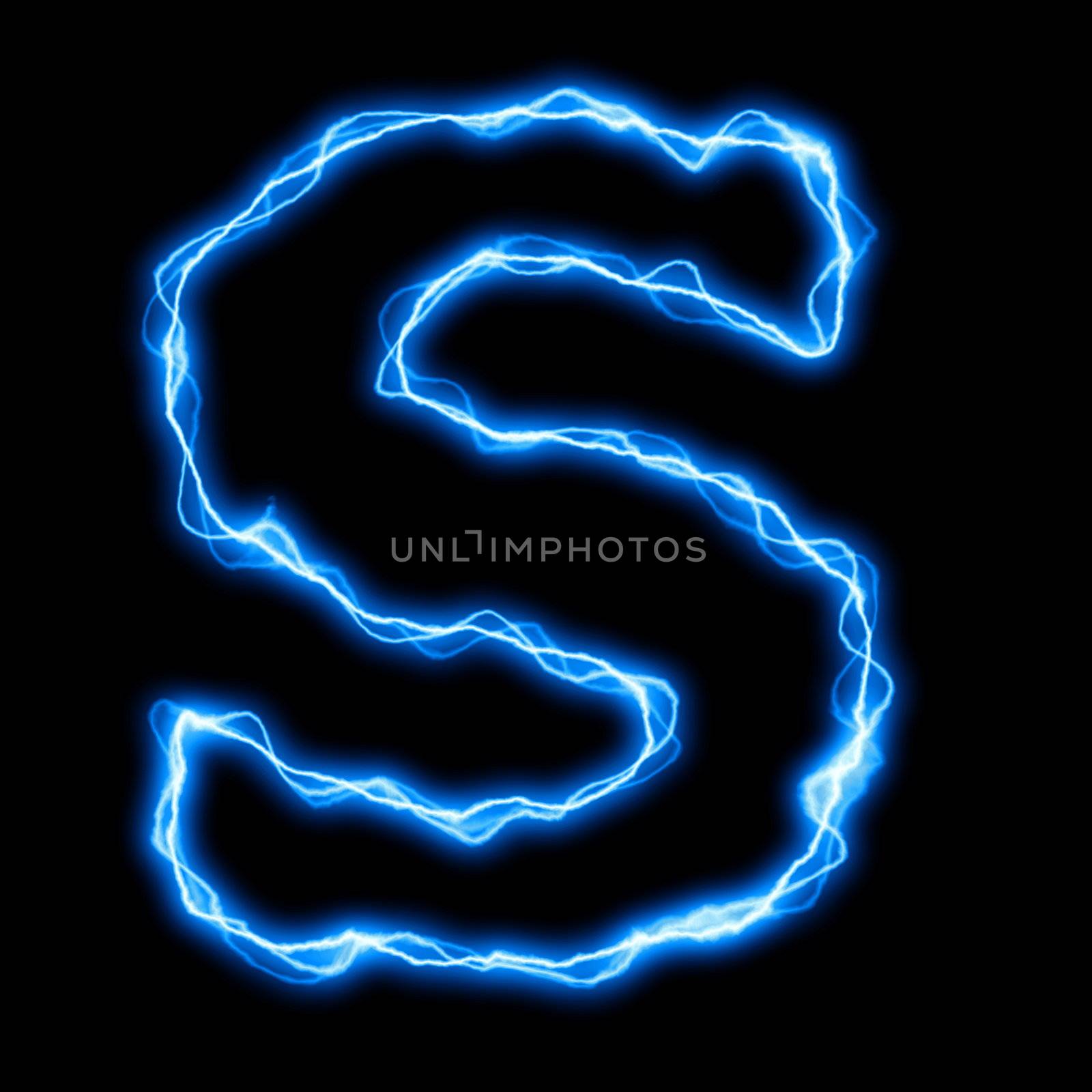 electric lightning or flash font with blue letters on black