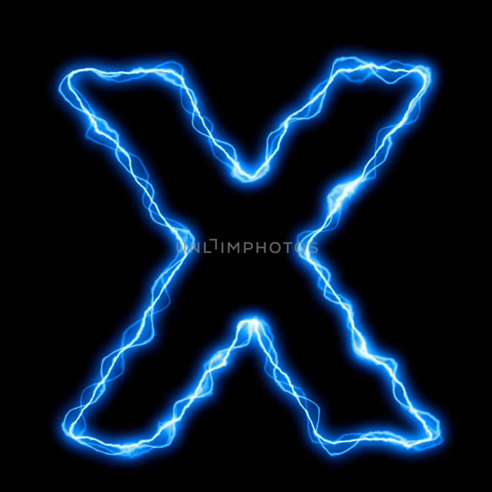 electric lightning or flash font with blue letters on black