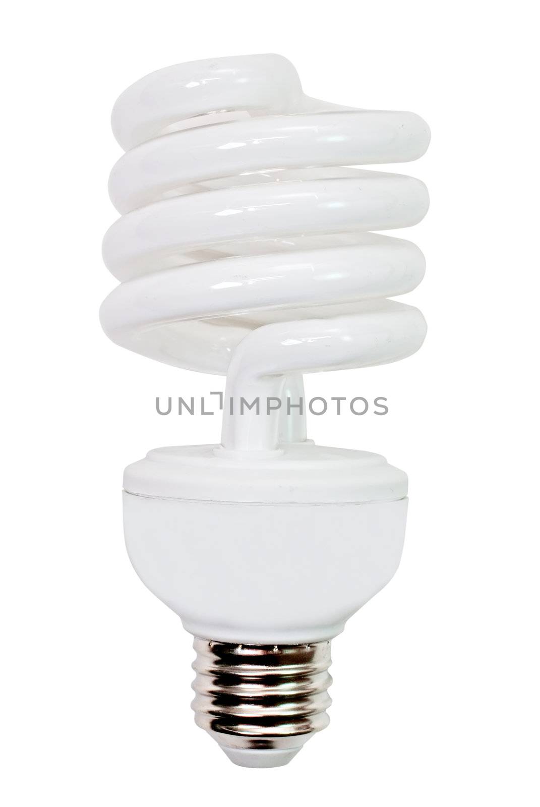 Compact fluorescent light bulb isolated on white background with clipping path.