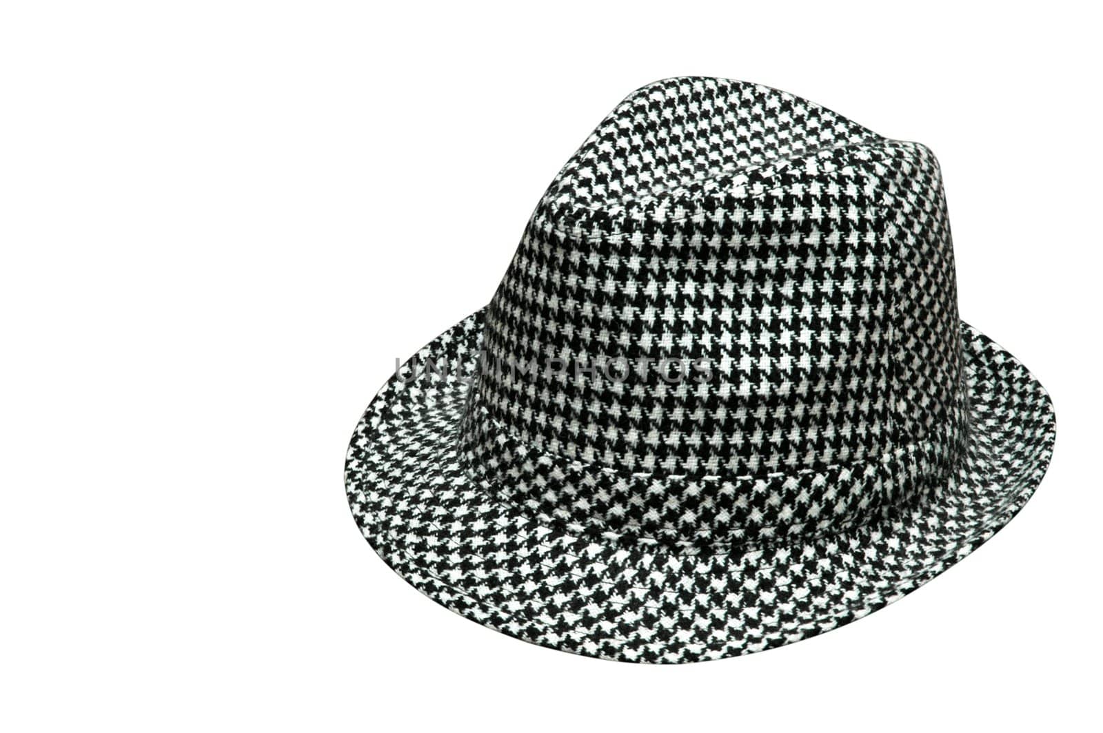 Houndstooth hat isolated on white background with clipping path.