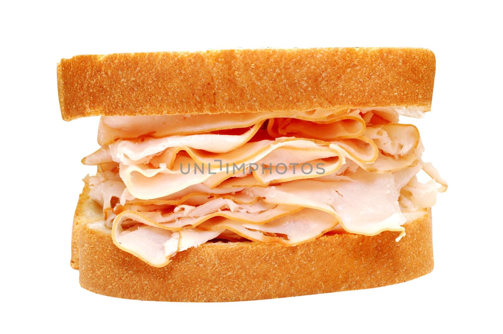 Turkey sandwich.  Isolated image with clipping path.