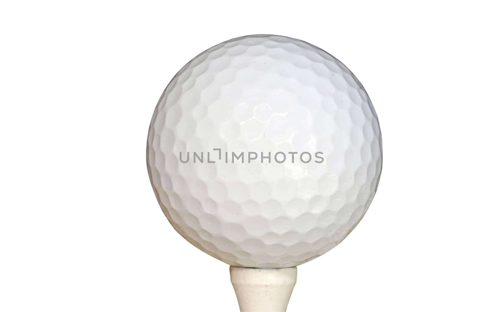Gold ball on tee with clipping path.