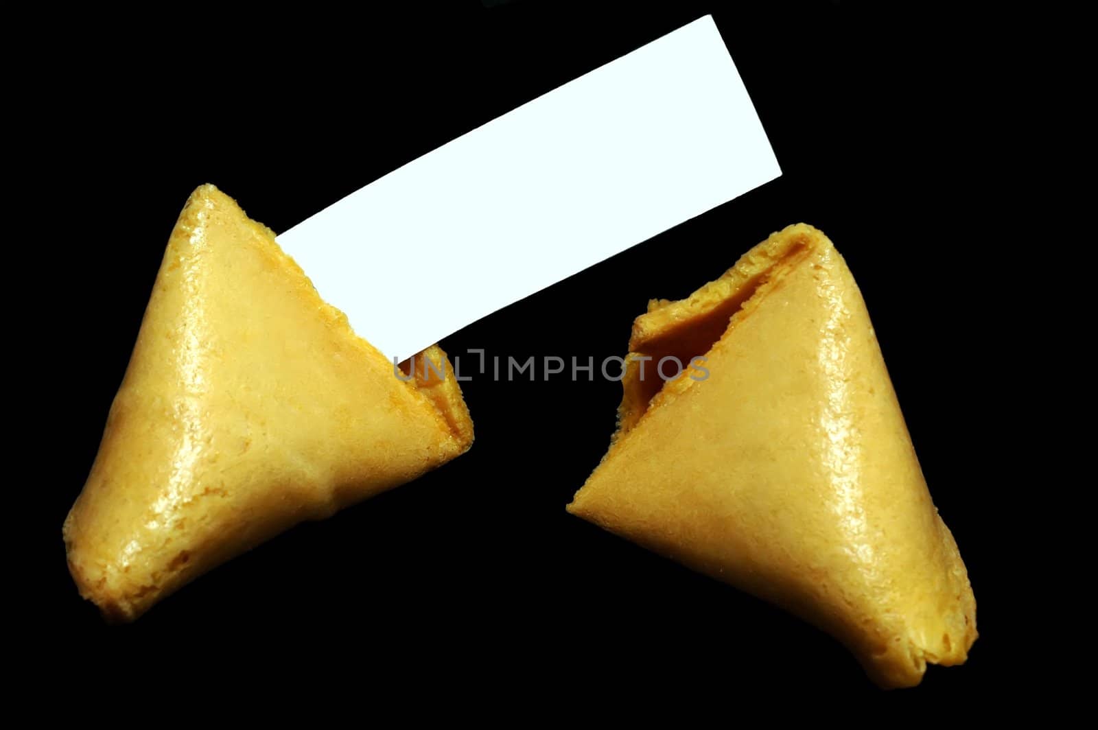 Fortune cookie with blank paper for text.