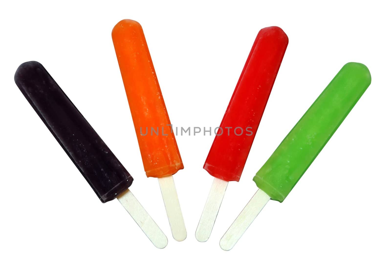 Four assorted flavored ice pops