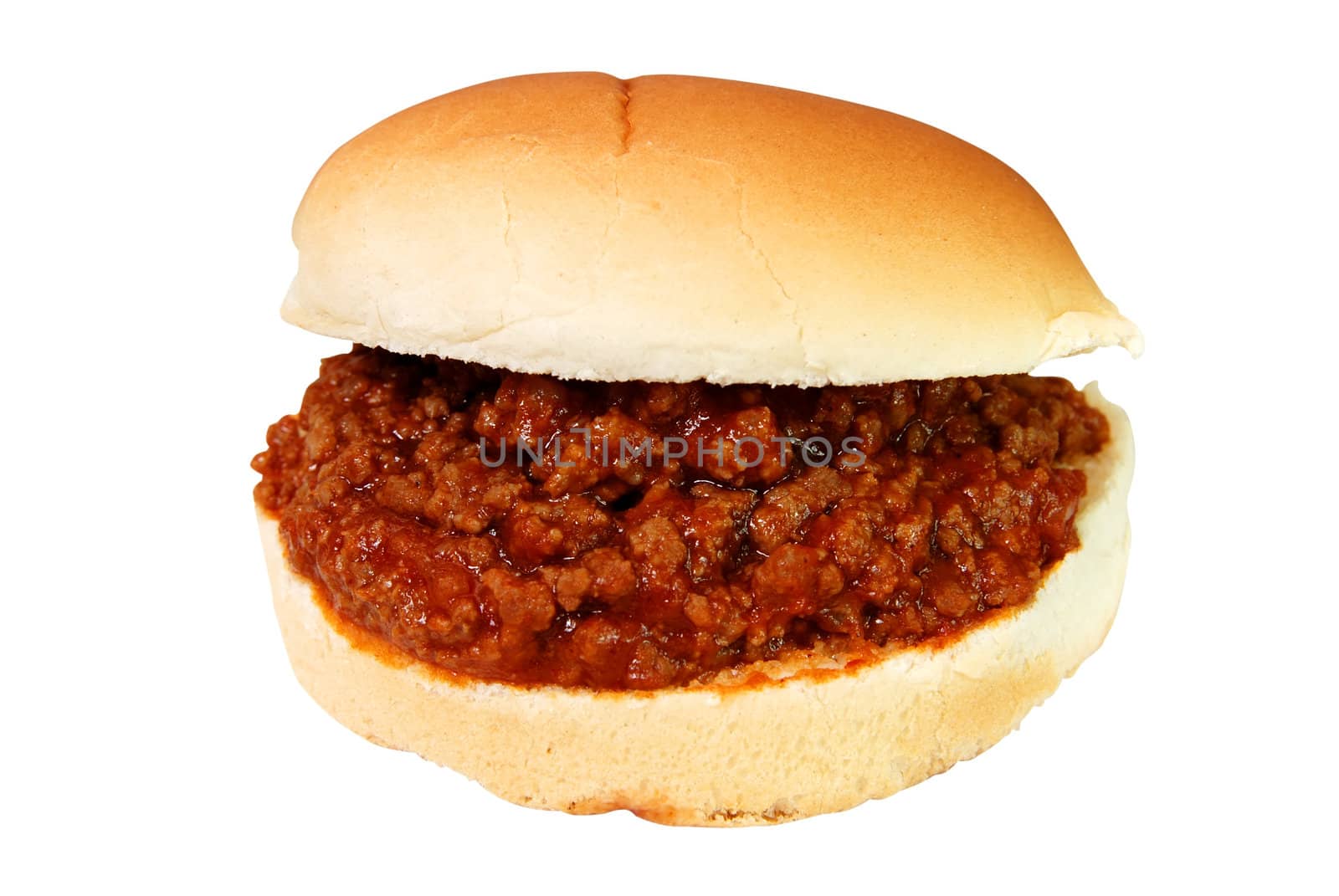 Sloppy joe burger isolated on white background with clipping path.