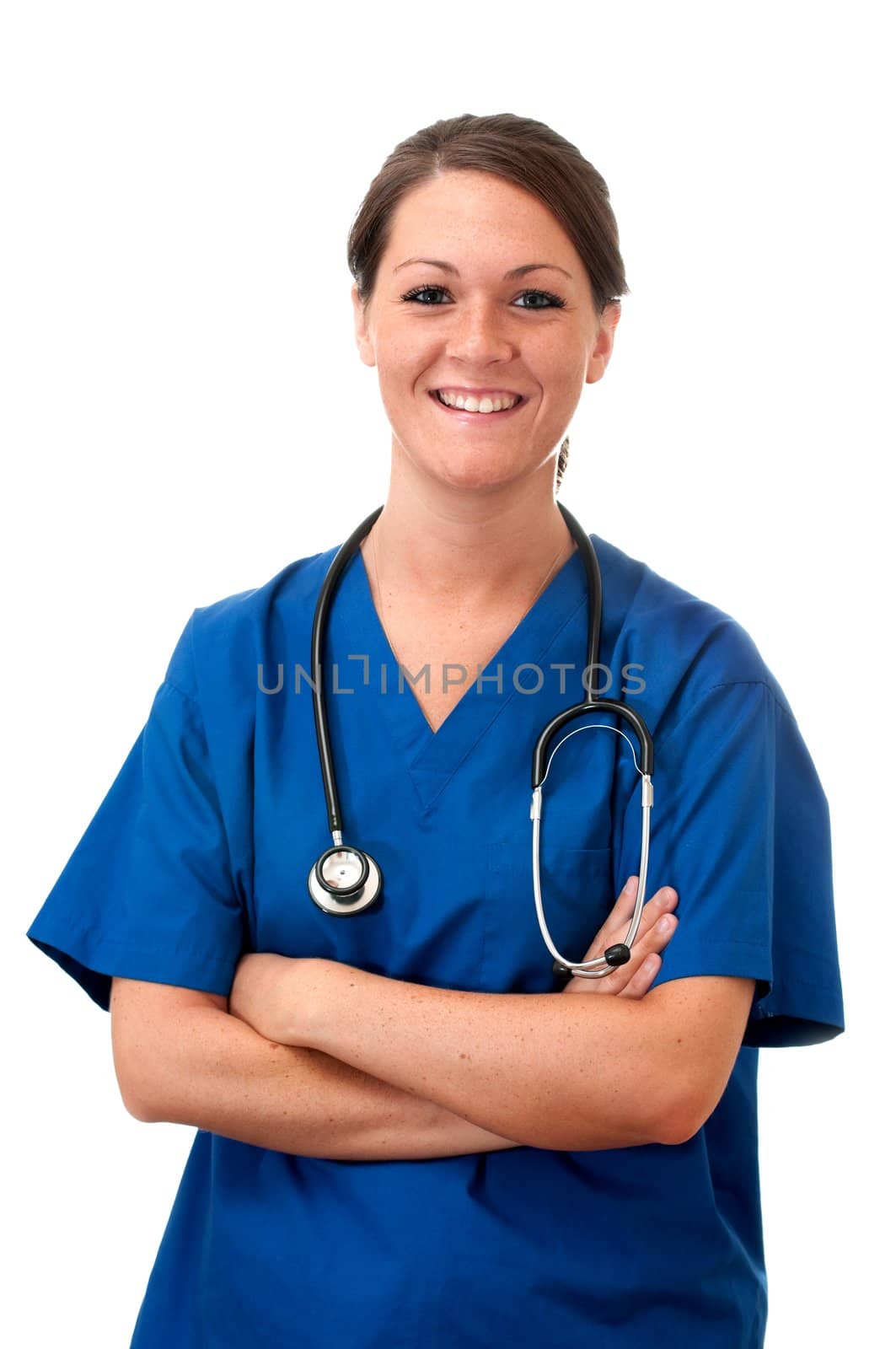 Female Nurse with Stethoscope Isolated by dehooks