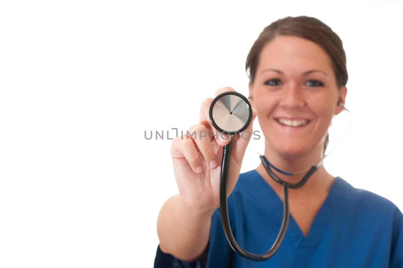 Female Nurse with Stethoscope Isolated by dehooks