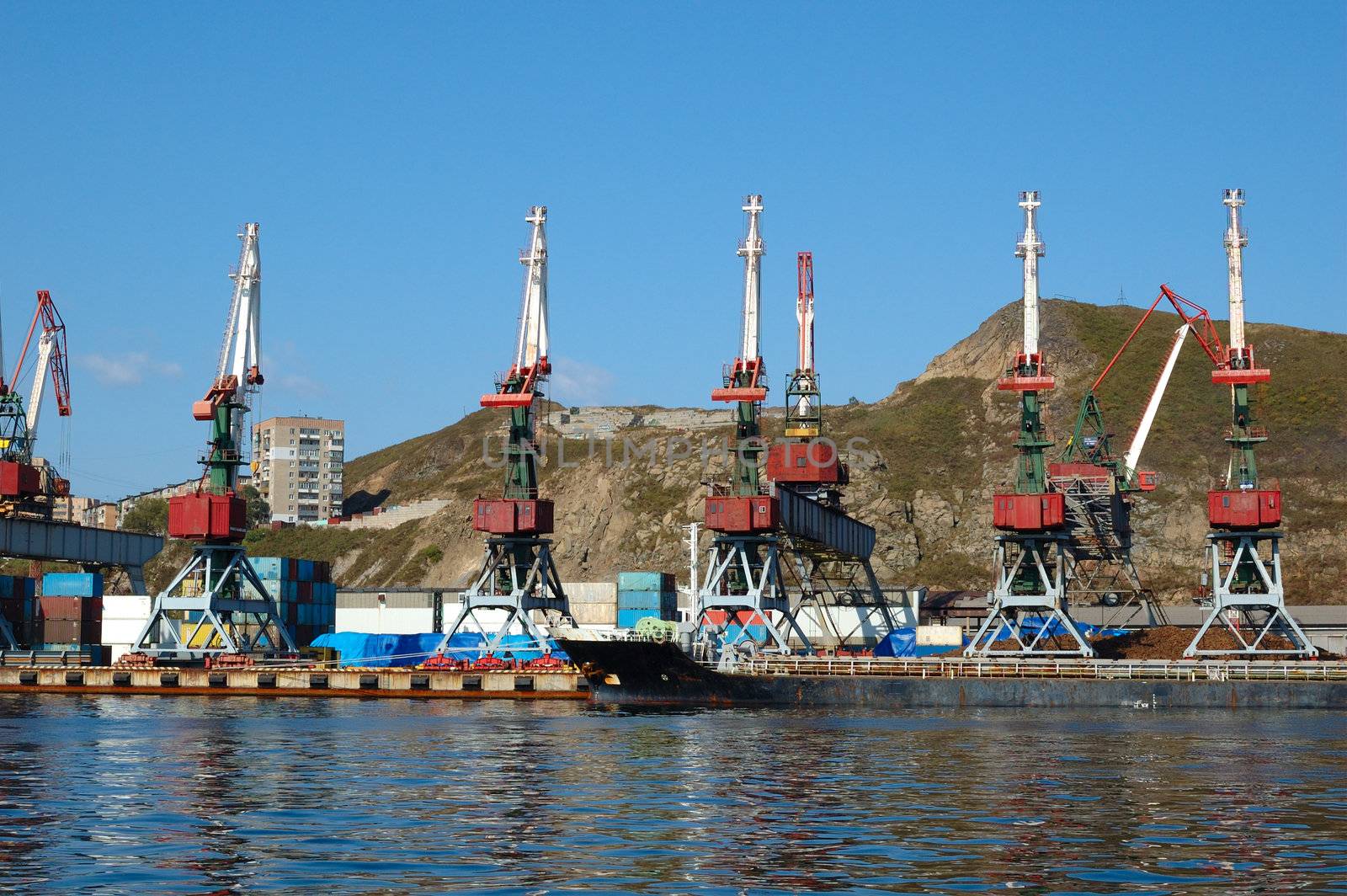 Shipment pier (stage) in russian seaport (Vladivostok).