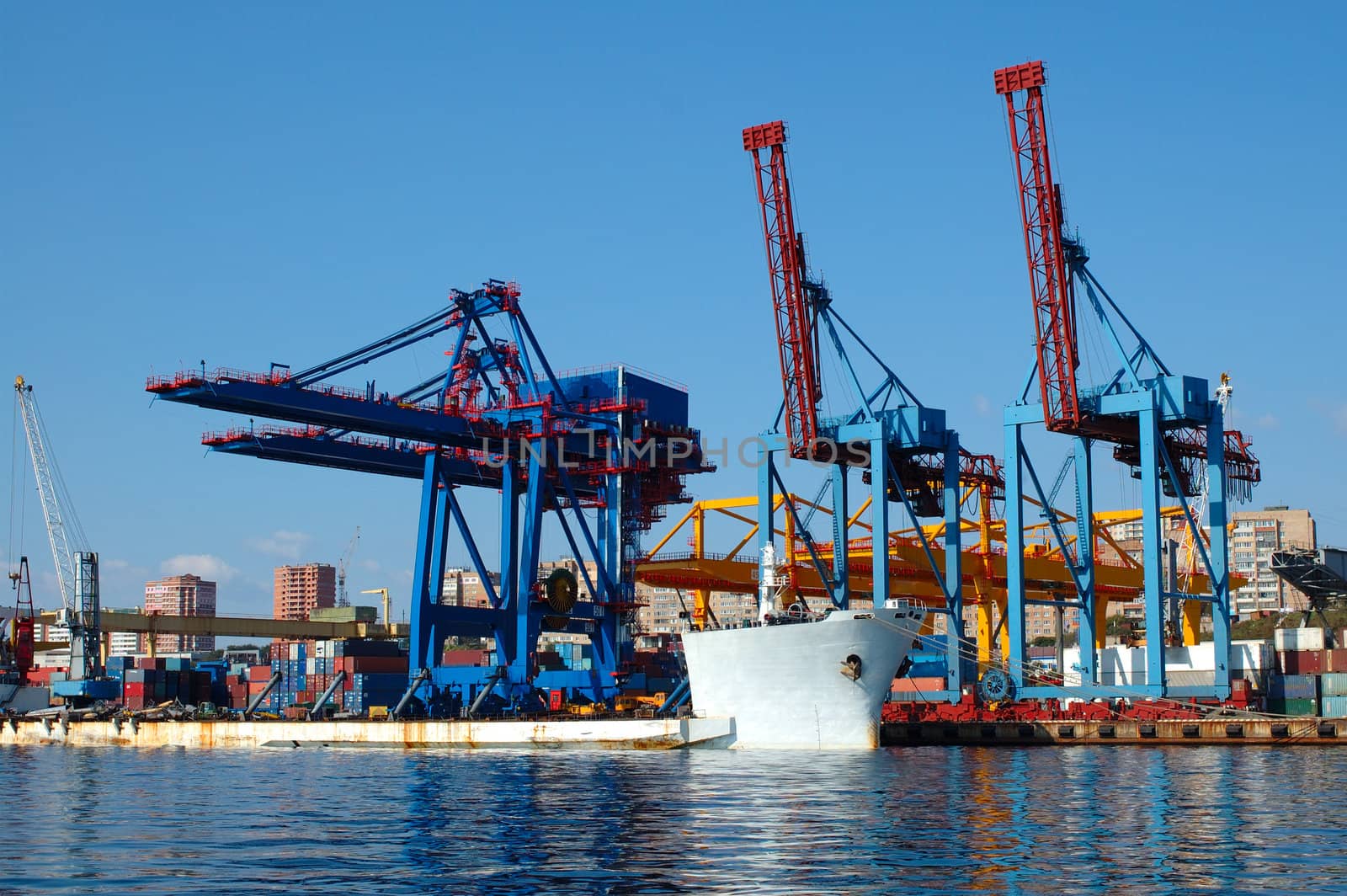 Shipment pier (stage) in russian seaport (Vladivostok).
