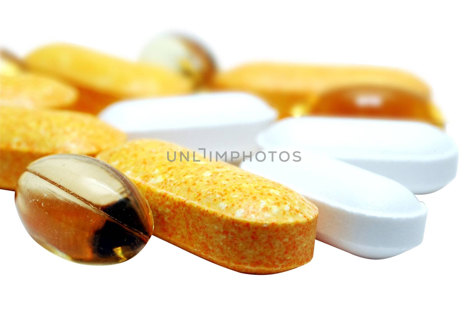 Macro of vitamins with clipping path.