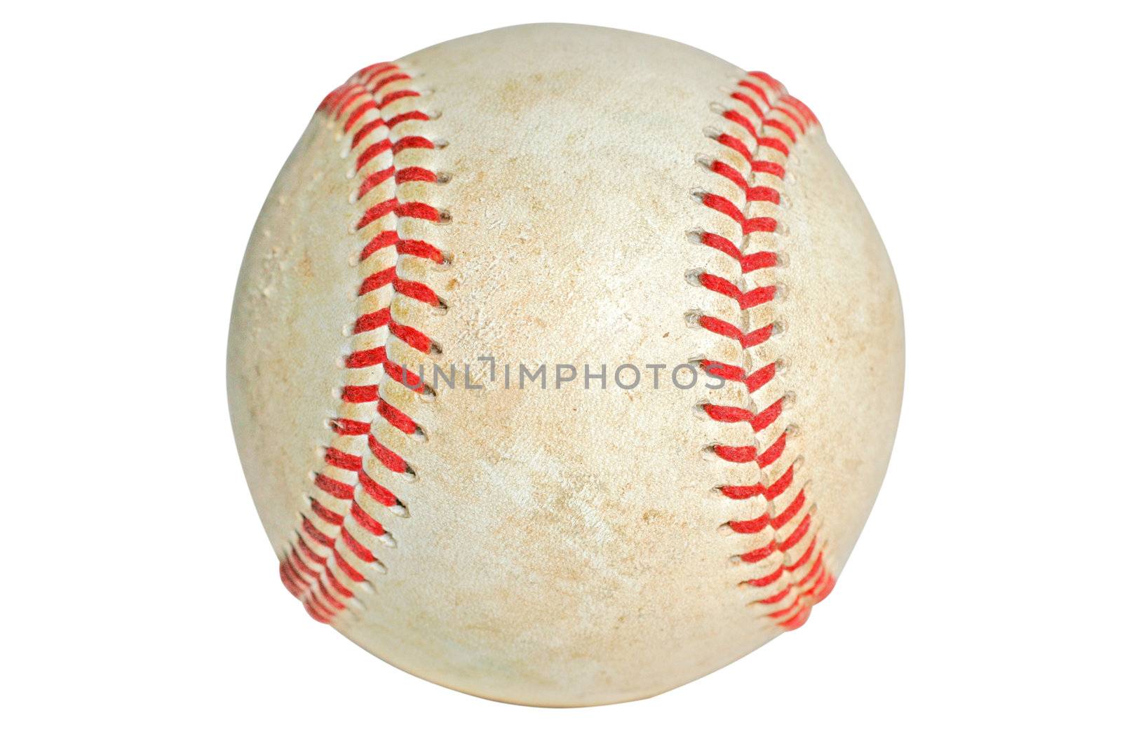 Old baseball with clipping path.