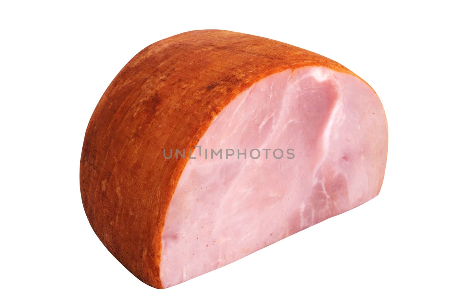 Cross section of ham isolated on white background with clipping path.