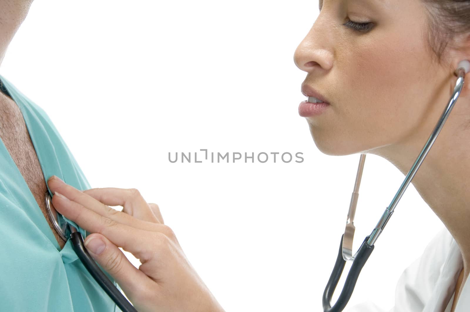 lady doctor examining the patient with stethoscope