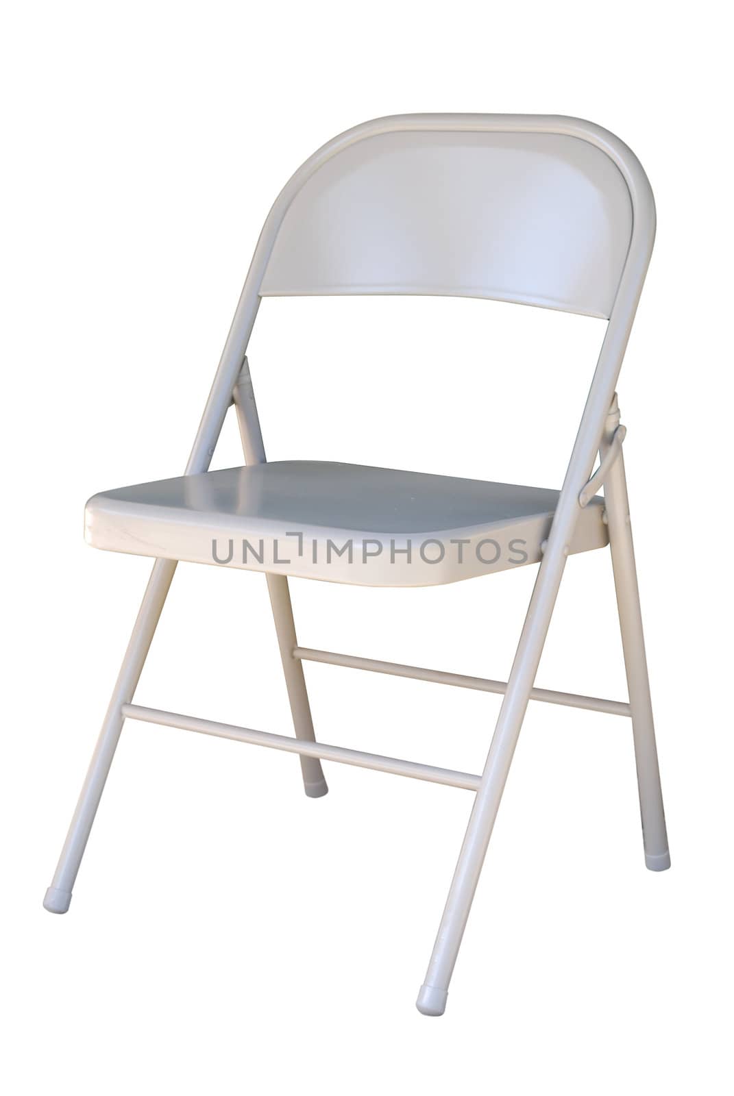 Metal folding chair isolated on white background with clipping path.