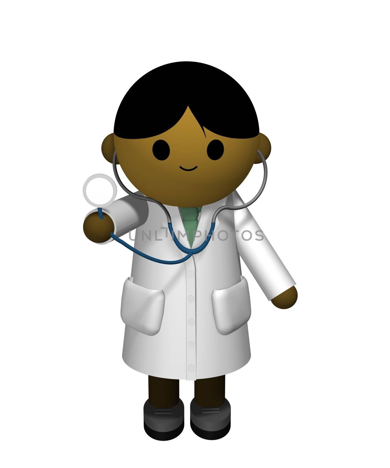 illustration of an Asian Doctor holding a stethoscope 