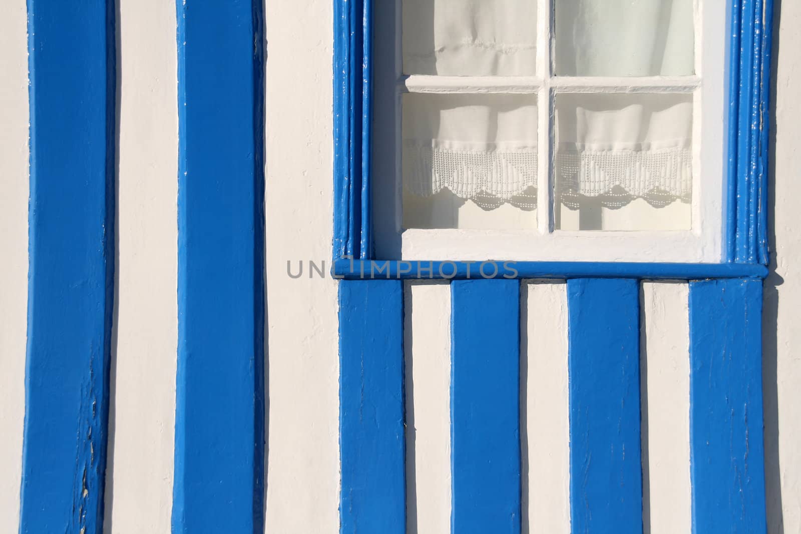 beautiful blue and white house detail
