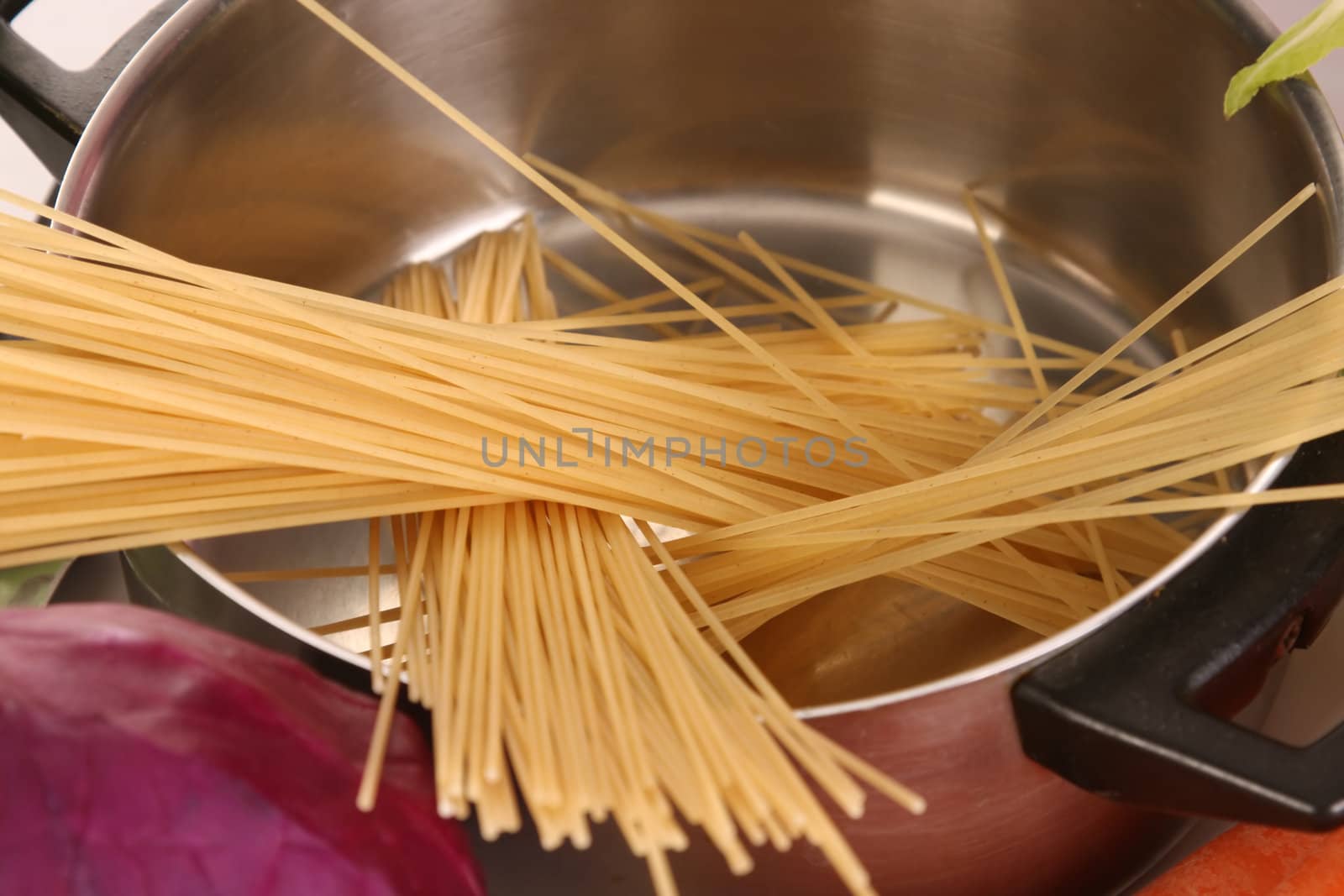 closeup shot of Spaghetti in the pot
