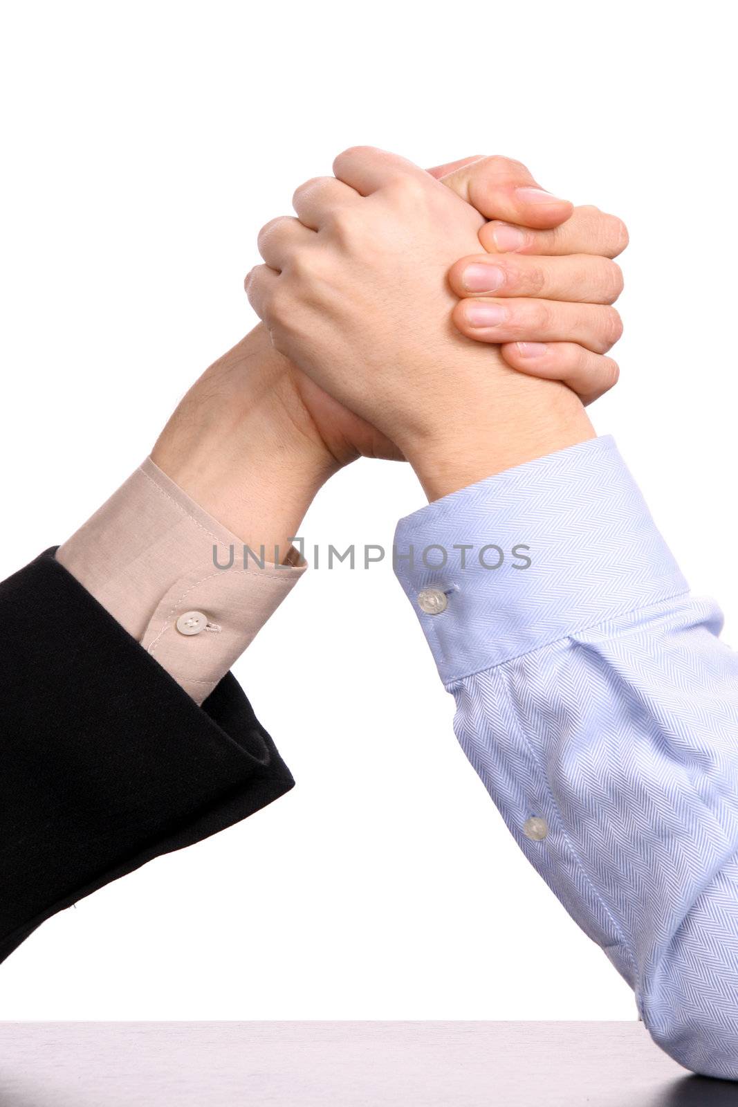 business shake hand over white background