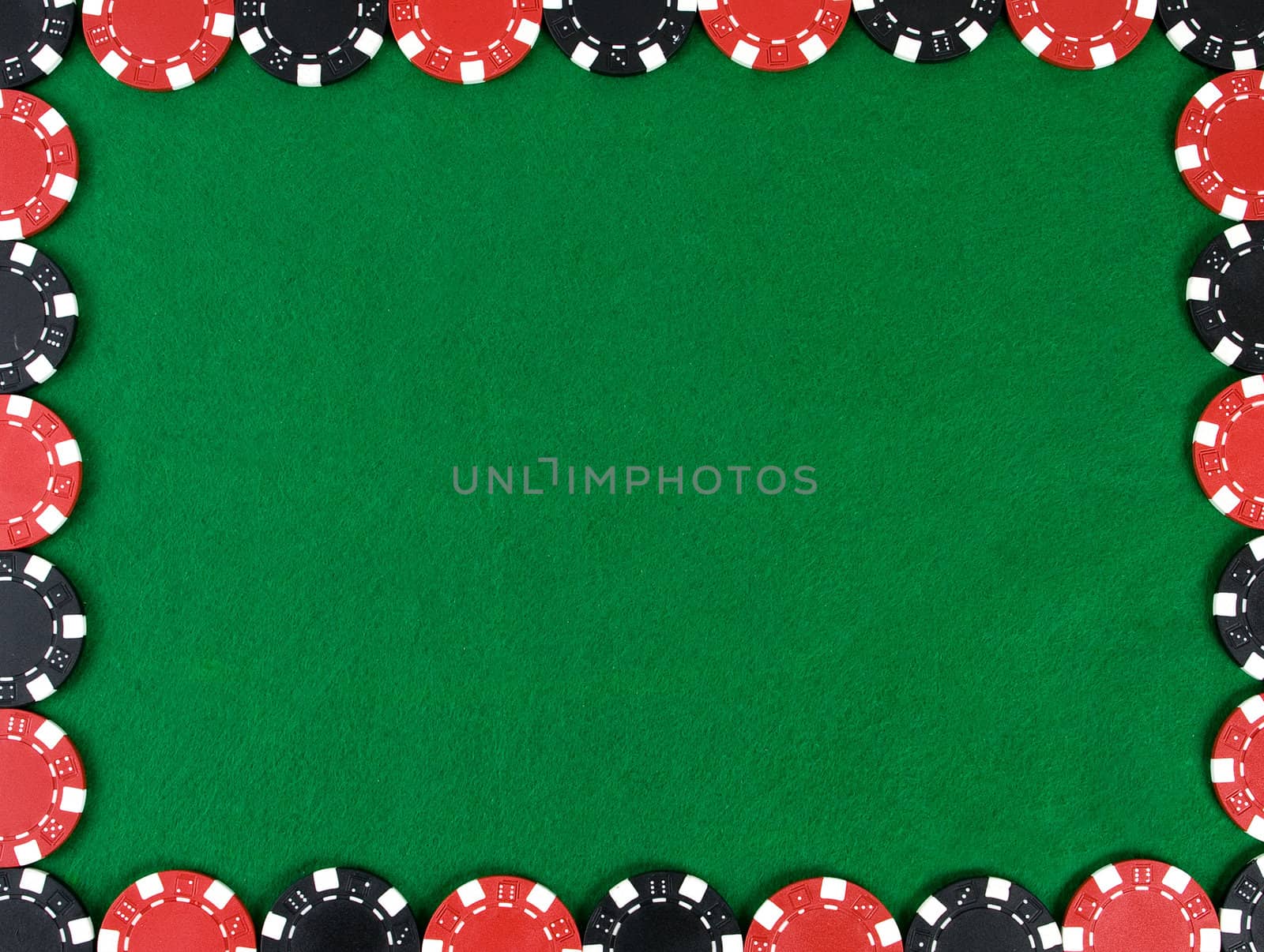 Frame with red and black poker chips