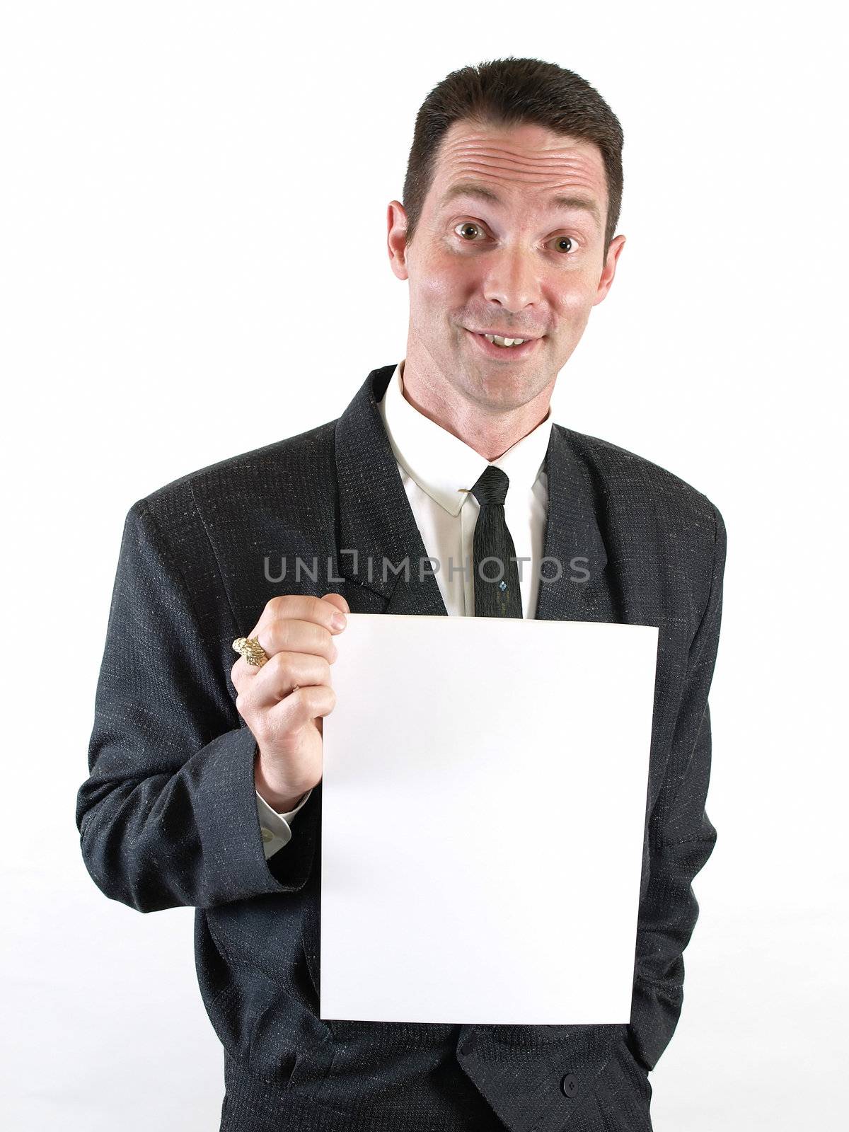 Man with Blank Sign by RGebbiePhoto