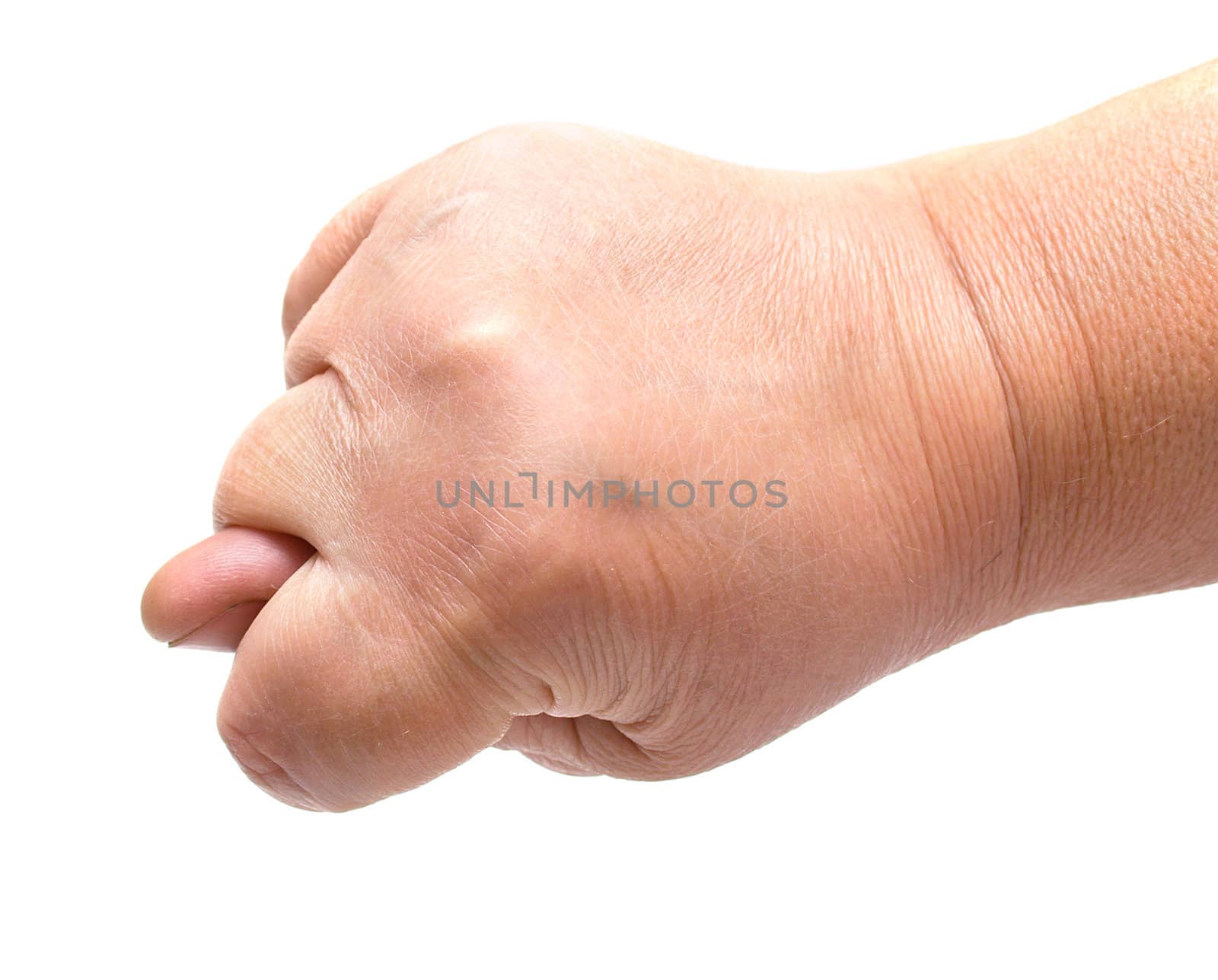 Female hand on a white background.