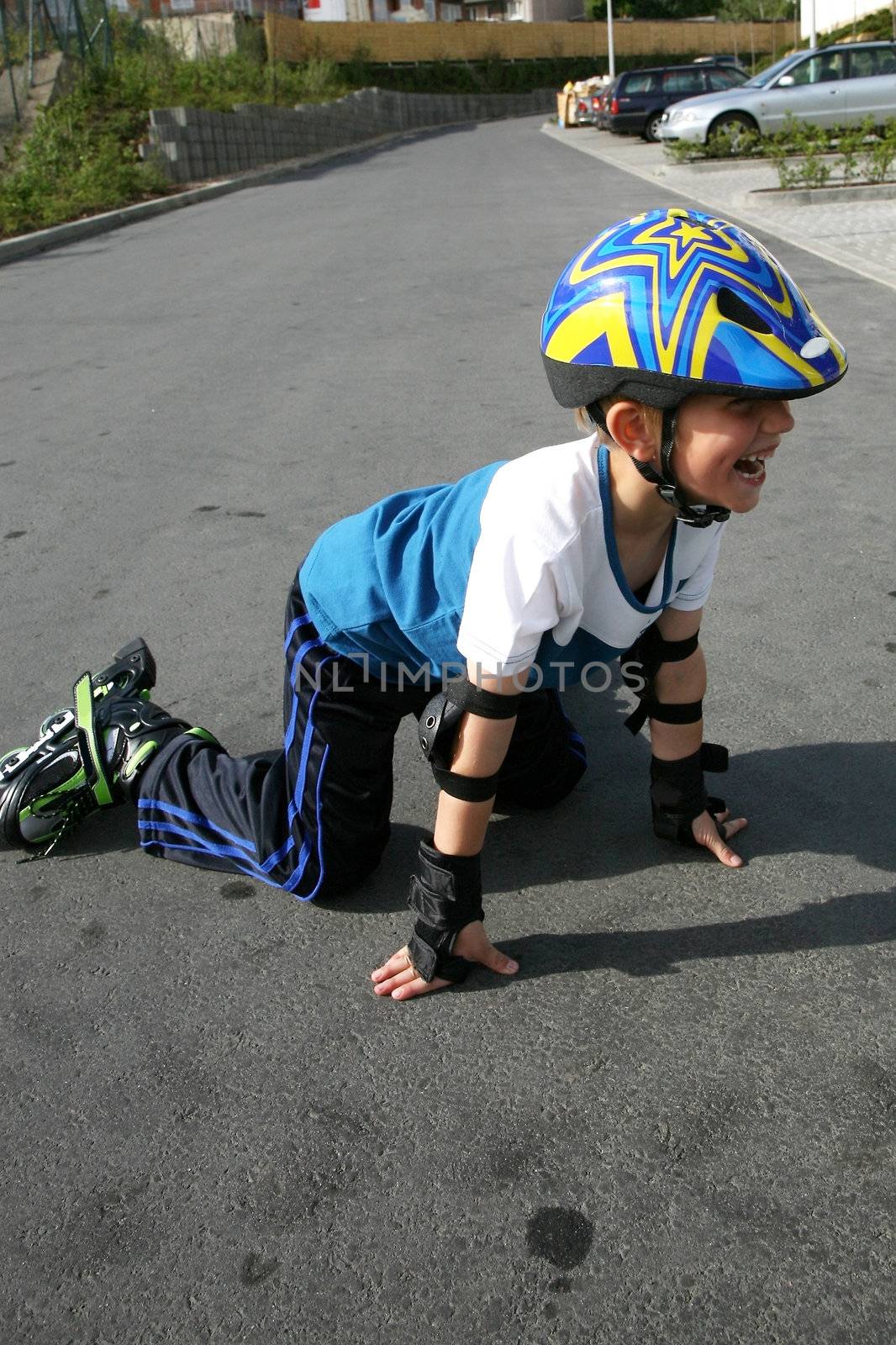 Roller young boy - during training.