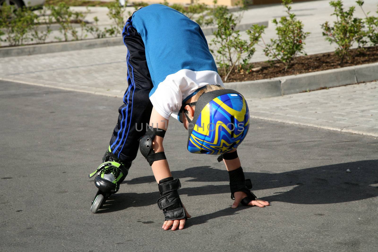 Roller young boy - during training.