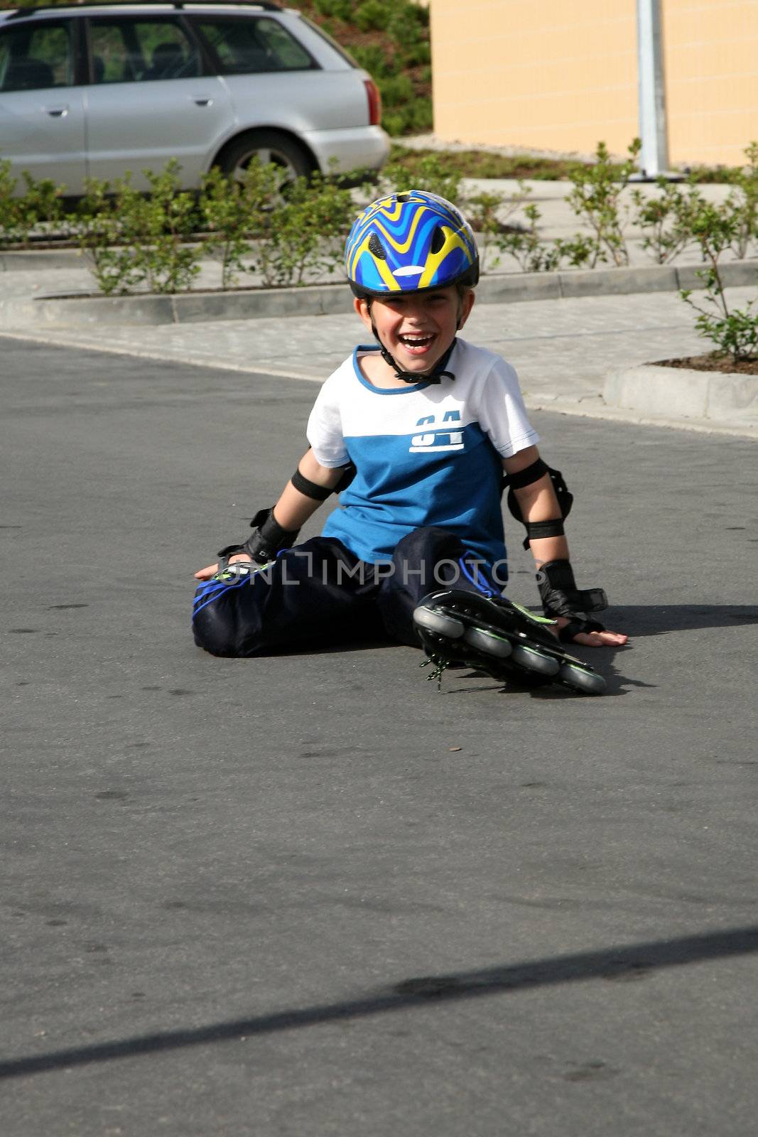 Roller young boy - during training.