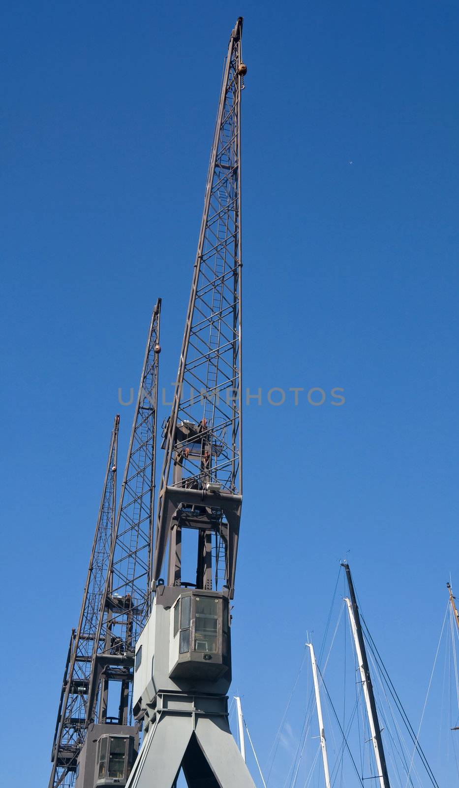 detail of dock crane in Genoa Port, Italy