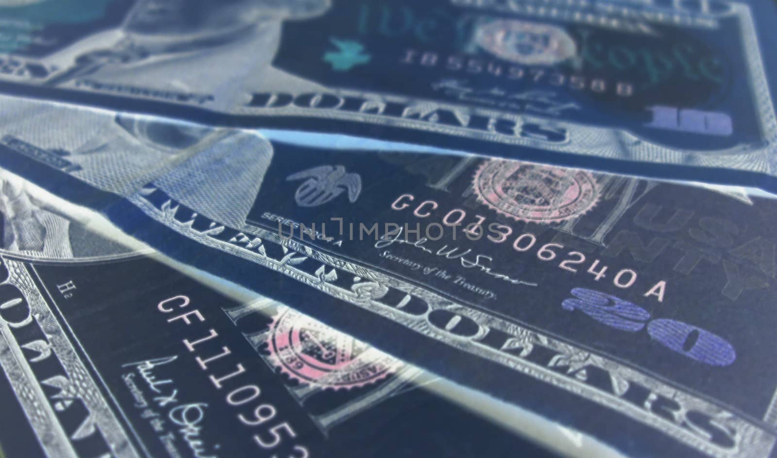 The 5, 10, 20 USA dollars banknotes