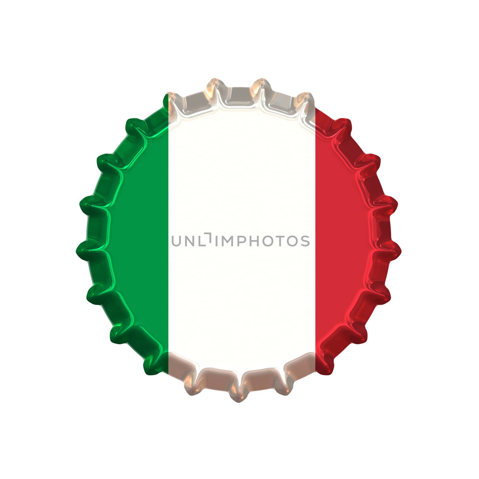 An illustration of a bottle cap with a country sign Italy