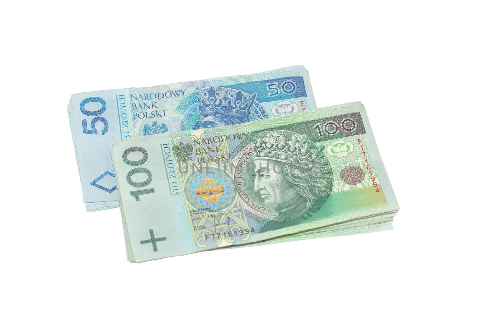 Banknotes 100 and PLN 50. Polish currency.