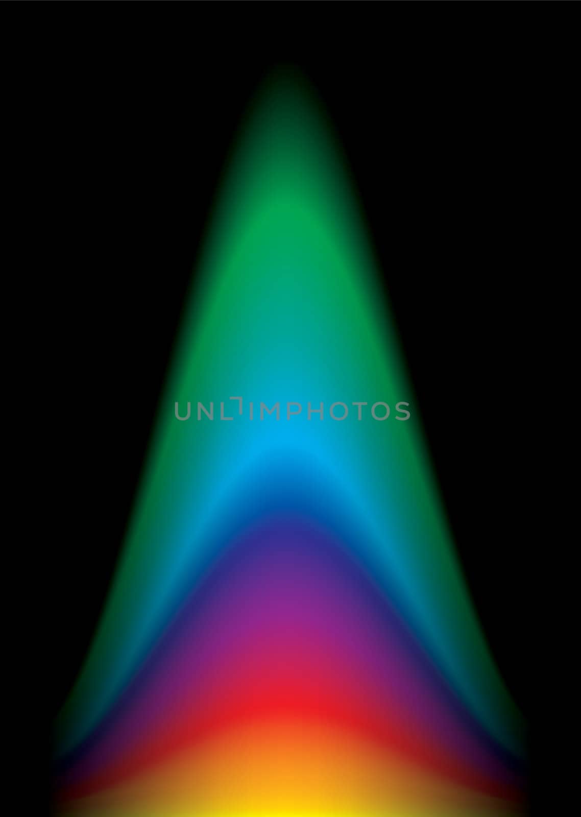 Brightly colored abstract rainbow flame black background