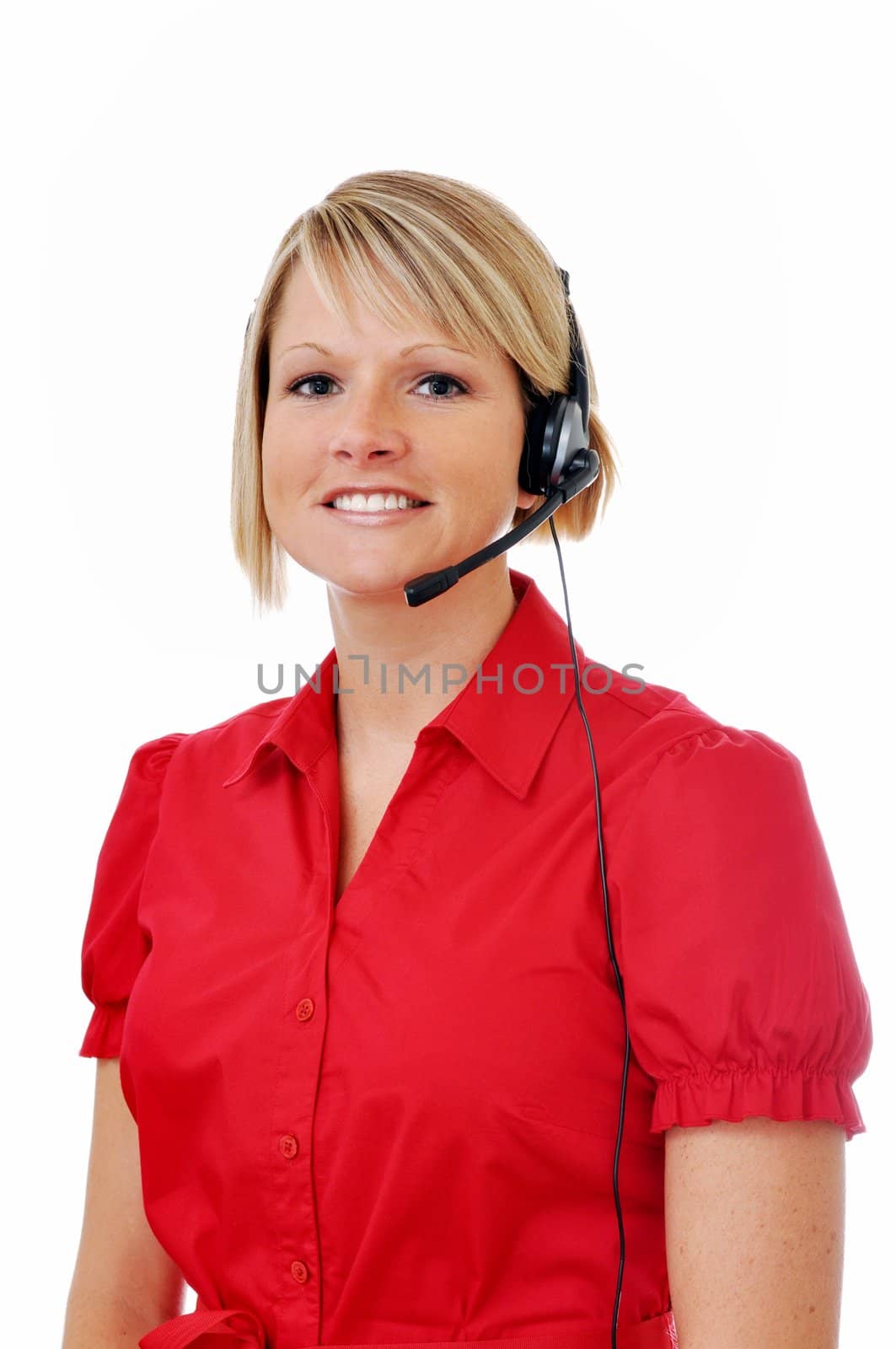 Female Customer Service Representative with Headset by dehooks
