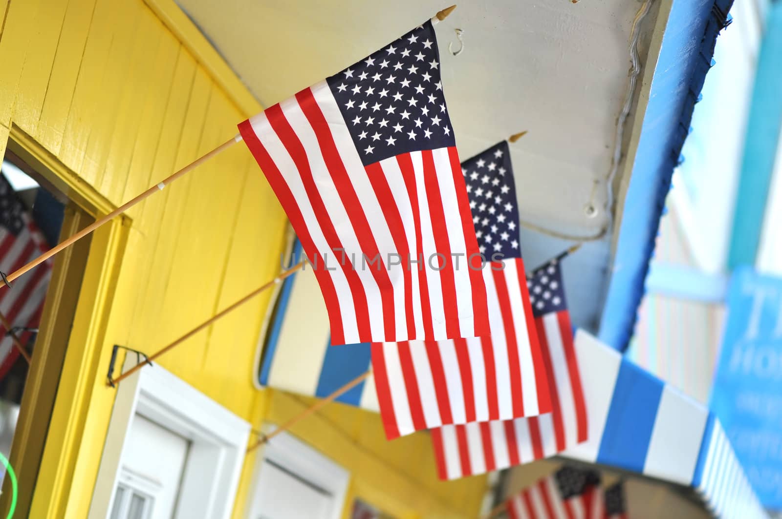 Store Front with American Flags by dehooks