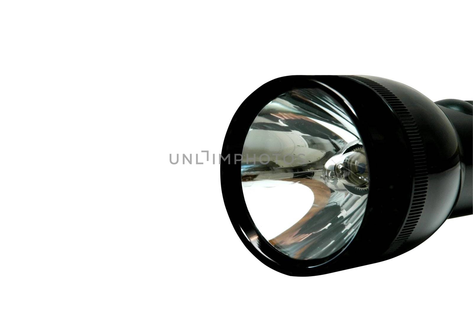 Aluminum flashlight with clipping path.