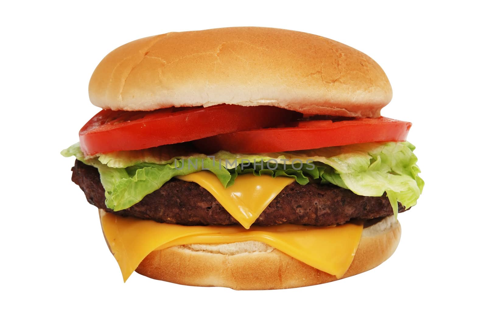 Cheeseburger isolated on white background with clipping path.