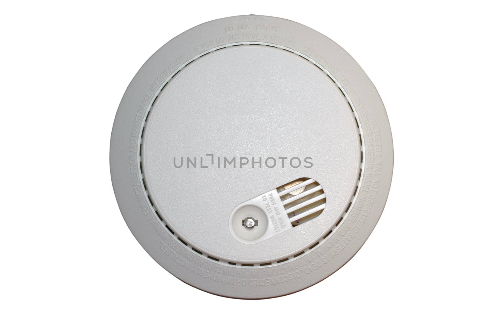 Smoke alarm with clipping path.