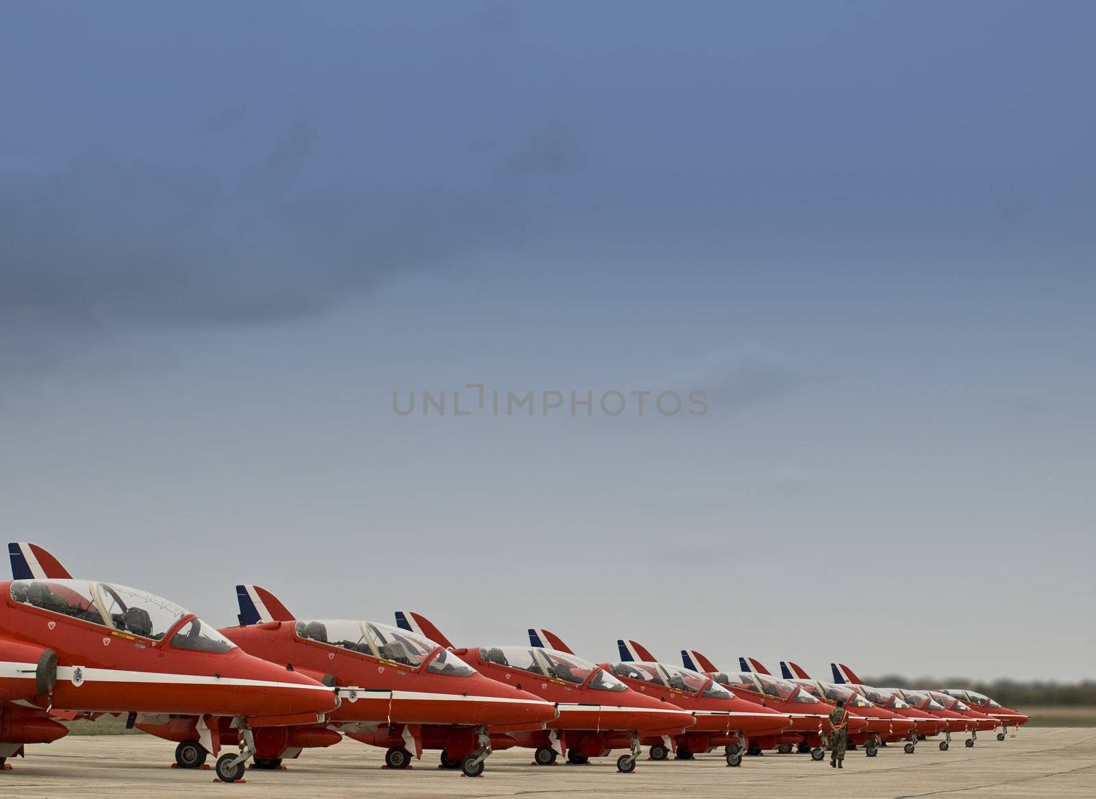MALTA - SEPTEMBER 30 2008 - Malta International Airshow - RAF Red Arrows Aerobatic Team Harriers on display