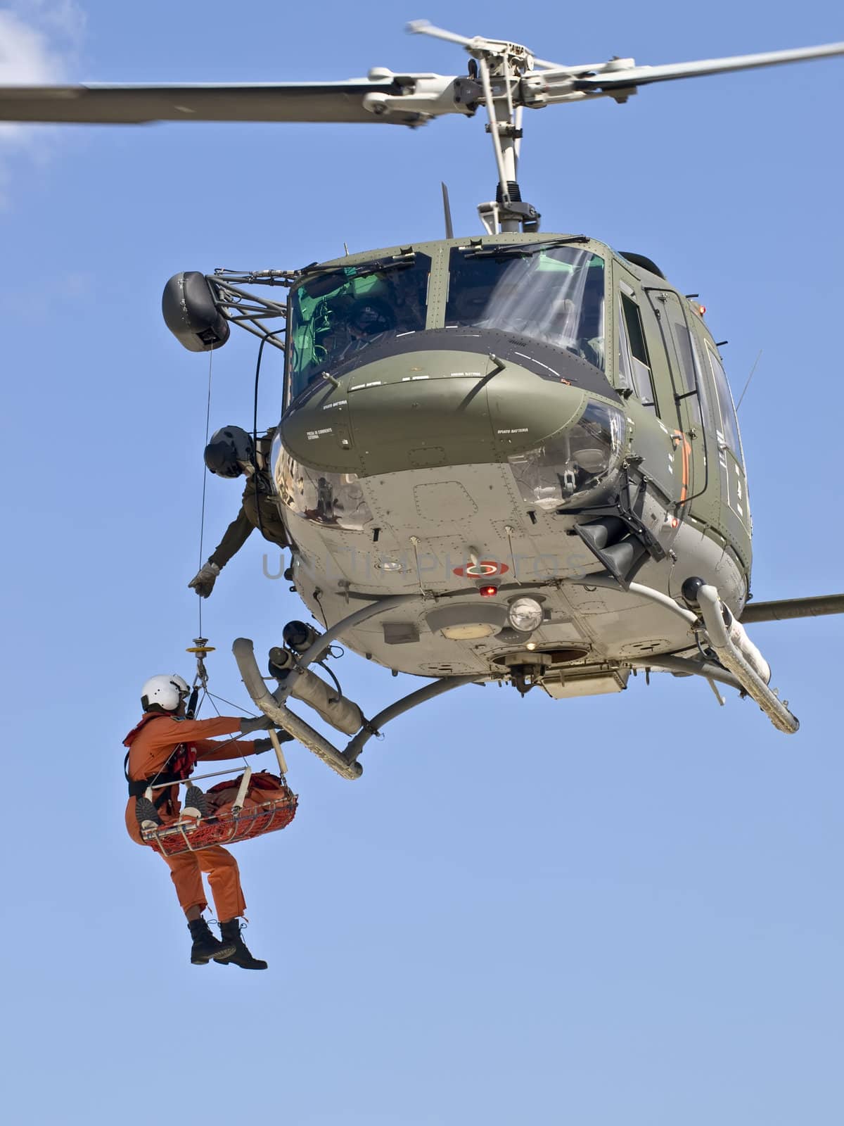 MALTA - OCTOBER 05 2008 - Military Huey UH1-N helicopter rescue