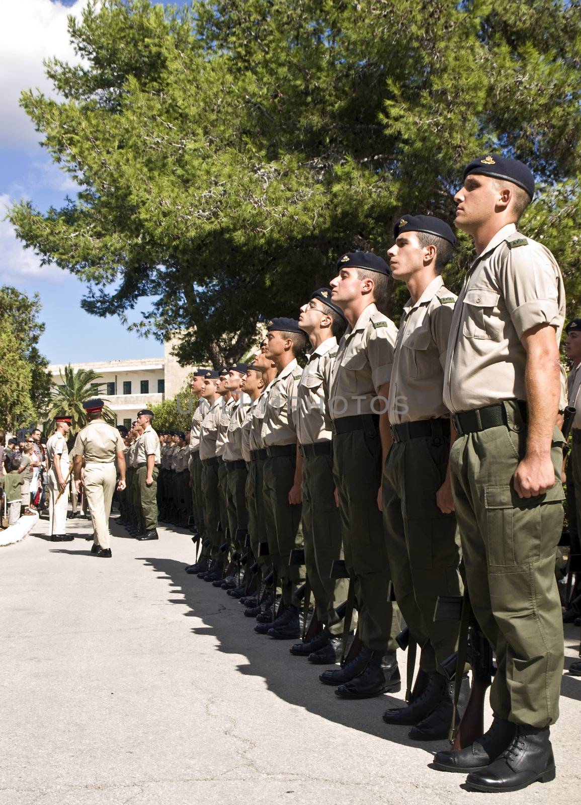 MALTA - OCTOBER 05 2008 - Recruits standing at attention for inspection